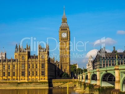 Westminster Bridge and Houses of Parliament in London HDR