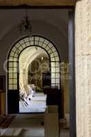 Stone corridor in the Dominican monastery