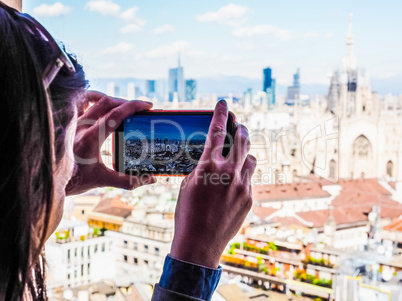 Aerial view of Milan, Italy HDR