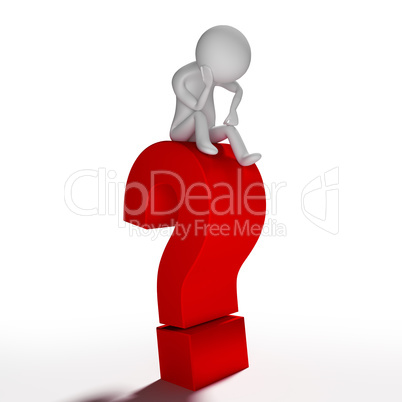 Human figure sitting on question mark