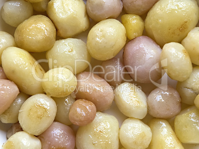 Young boiled potatoes close-up as background