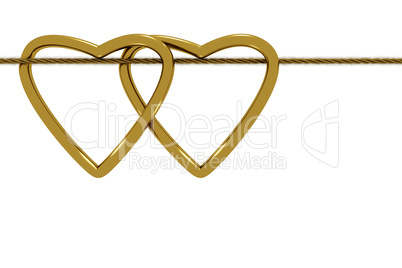 Two hearts hanging on a rope symbolically