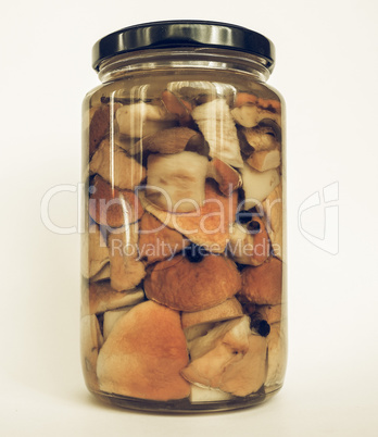 Porcini mushroom jar vintage desaturated