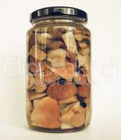 Porcini mushroom jar vintage desaturated