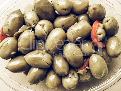 Green olives vegetables vintage desaturated