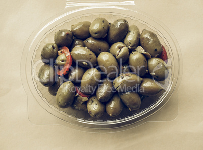 Green olives vegetables vintage desaturated