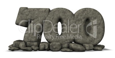 stone number seven hundred on white background - 3d rendering