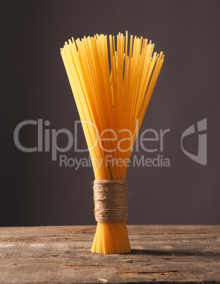 Spaghetti on a wooden table