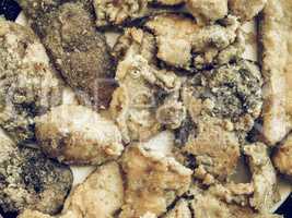 Fried porcini mushrooms vintage desaturated