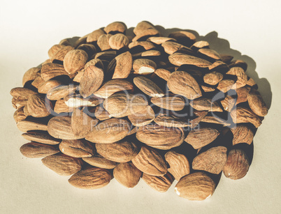 Almonds dried fruit heap vintage desaturated