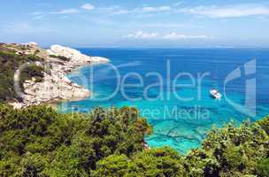 Blue sea and coast view in Sardinia
