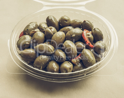 Green olives vegetables vintage desaturated