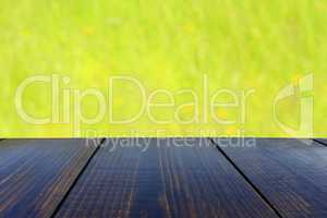 table from wooden boards with natural background