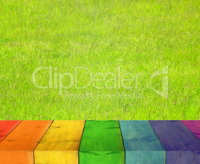table from multicolored wooden boards