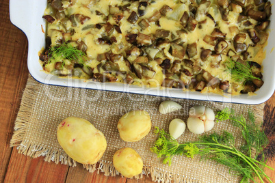 Baked potato with eggplant cheese and garlic