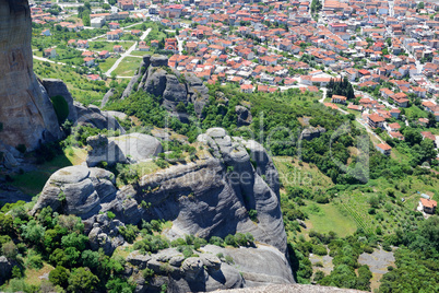 The view on Kalampaka town and Meteora, Greece
