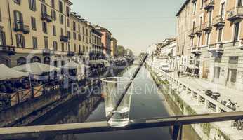 Naviglio Grande Milan vintage desaturated