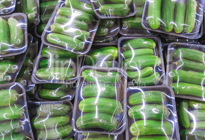 ripe cucumber in package
