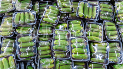 ripe cucumber in package
