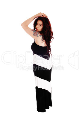 Beautiful woman in long dress.