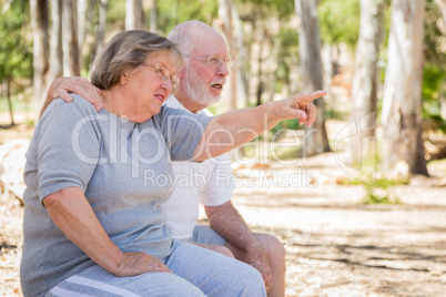Senior Couple Pointing Exploring The Outdoors