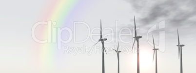 Windkraftanlagen und Regenbogen