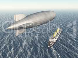Zeppelin und Ozeandampfer