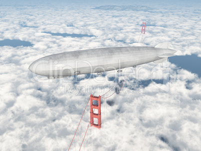 Zeppelin über der Golden Gate Bridge