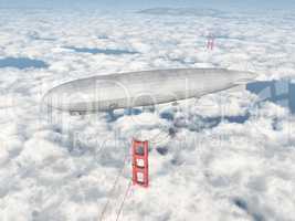 Zeppelin über der Golden Gate Bridge