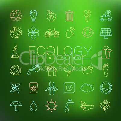 Ecology concept line style vector icons set.