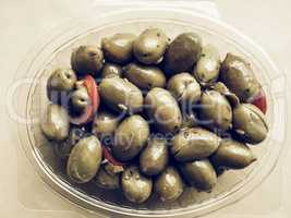 Green olives vegetables vintage desaturated