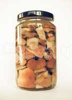 Porcini mushroom jar vintage desaturated