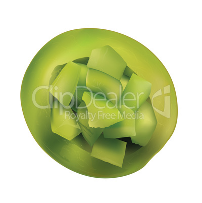 Green Melon Cut on White Background