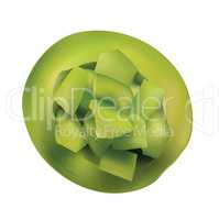 Green Melon Cut on White Background