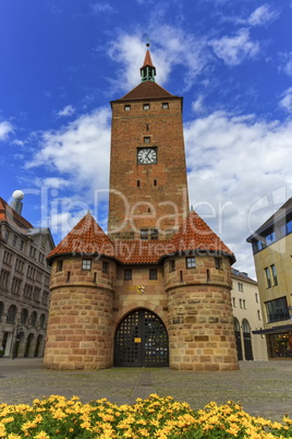 The white tower, Weisser Turm, in Nuremberg, Bavaria, Germany