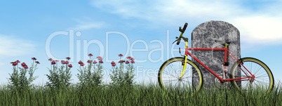 Cyclist tombstone - 3D render