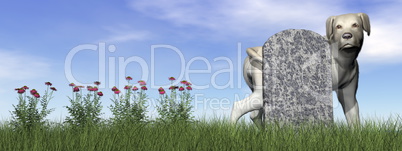 Tombstone with labrador dog - 3D render
