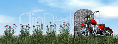 Motorcyclist tombstone - 3D render