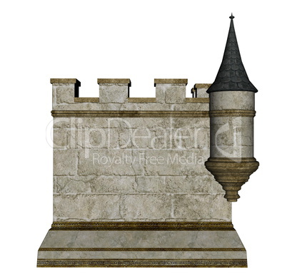 Castle wall and tower - 3D render