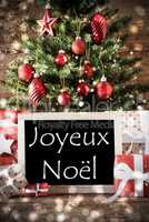 Tree With Bokeh Effect, Joyeux Noel Means Merry Christmas