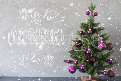 Christmas Tree, Snowflakes, Cement Wall, Danke Means Thank You