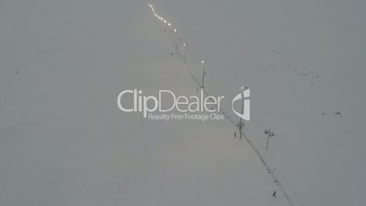 People on the Ski-Lift, Copter View