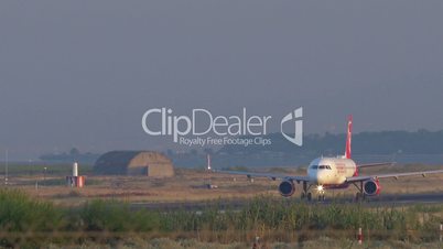 Passenger airplane on take-off strip