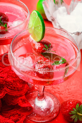 Romantic Mojito with strawberry