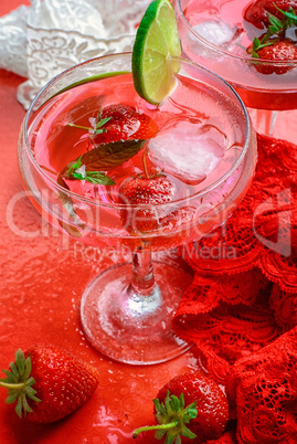 Romantic Mojito with strawberry