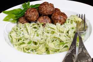 Meatballs with pasta sauce avocado