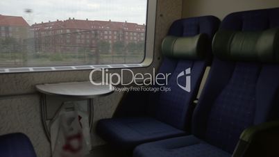 Empty seats in moving train
