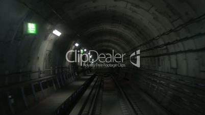 Timelapse of subway train on the route