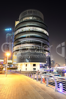 The night illumination of Dubai Marina, UAE