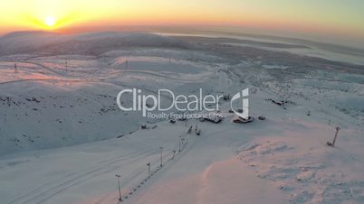 Sunrise over Ski Resort in Mountains